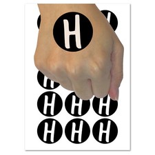 Letter H Uppercase Felt Marker Font Temporary Tattoo Water Resistant Set