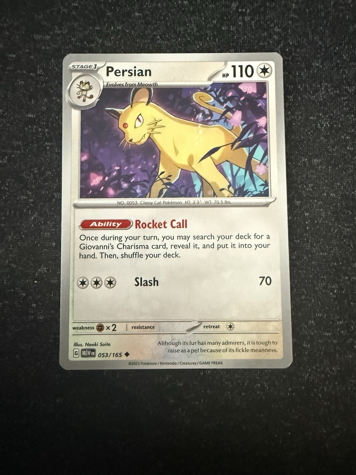 Persian 053/165- Pokemon 151- Regular Uncommon- NM/M