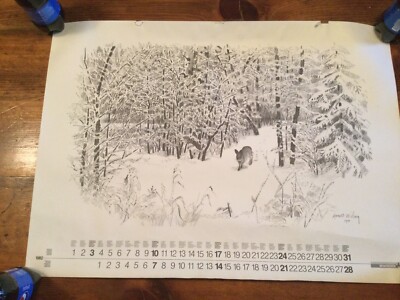 1982 Winchester Harald Wiberg Calendar 27” X 19” Prints Swedish