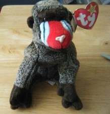 TY Beanie Babies Cheeks the Baboon With Tag 1999 Bean Bag Toy Monkey