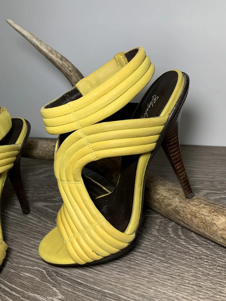 Elizabeth and James E-Star Heels Shoes Stiletto Size 7.5B Ribbed Leather $332 - Image 3 of 4