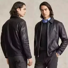 Mens Polo R.L 100% Genuine Leather Jacket Timeless Style All Sizes