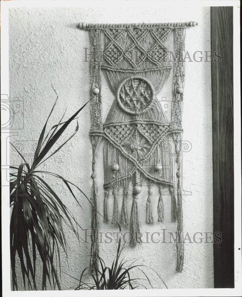 1977 Press Photo Macrame wall decor - lra60845