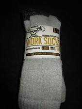 2 Pair Working Person's Store Steel Toe Boot Socks Cotton Grey Large 9-13