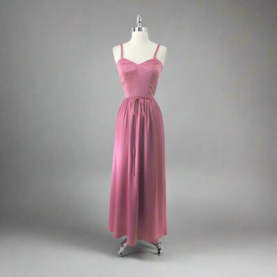 Vintage 70s Pink Satin Party Dress Gown S | eBay Vintage 70s Pink Satin Party Dress Gown S | eBay