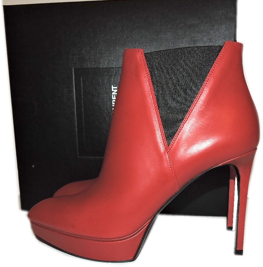 Stivaletti Saint Laurent plateau JANIS rossi incornati Chelsea taglia 40