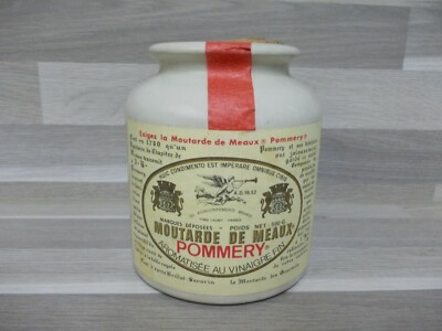 Vintage 1992 Stein Senftopf Moutarde de Meaux 500g Pommery Lagny France + Deckel