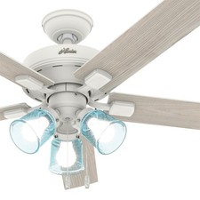Hunter Fan 52 inch Matte White Indoor Ceiling Fan with Light and Pull Chain