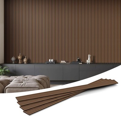 Wood Slat Wall Panels 4 Pack 94.5'' x 7.9'' 3D Fluted Soundproof Fire Resistant