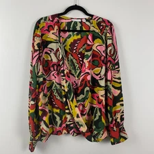 Susan Graver Printed Woven Blouson Top with Printed Knit Inner Tank Size XL