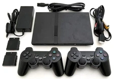 Sony PS2 SLIM Game System Gaming Console with 2 WIRELESS CONTROLLERS PLAYSTATION