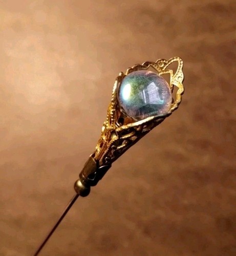 Vintage Cone ..Aurora Borealis STICK~PIN~4-5/8" - Picture 1 of 4