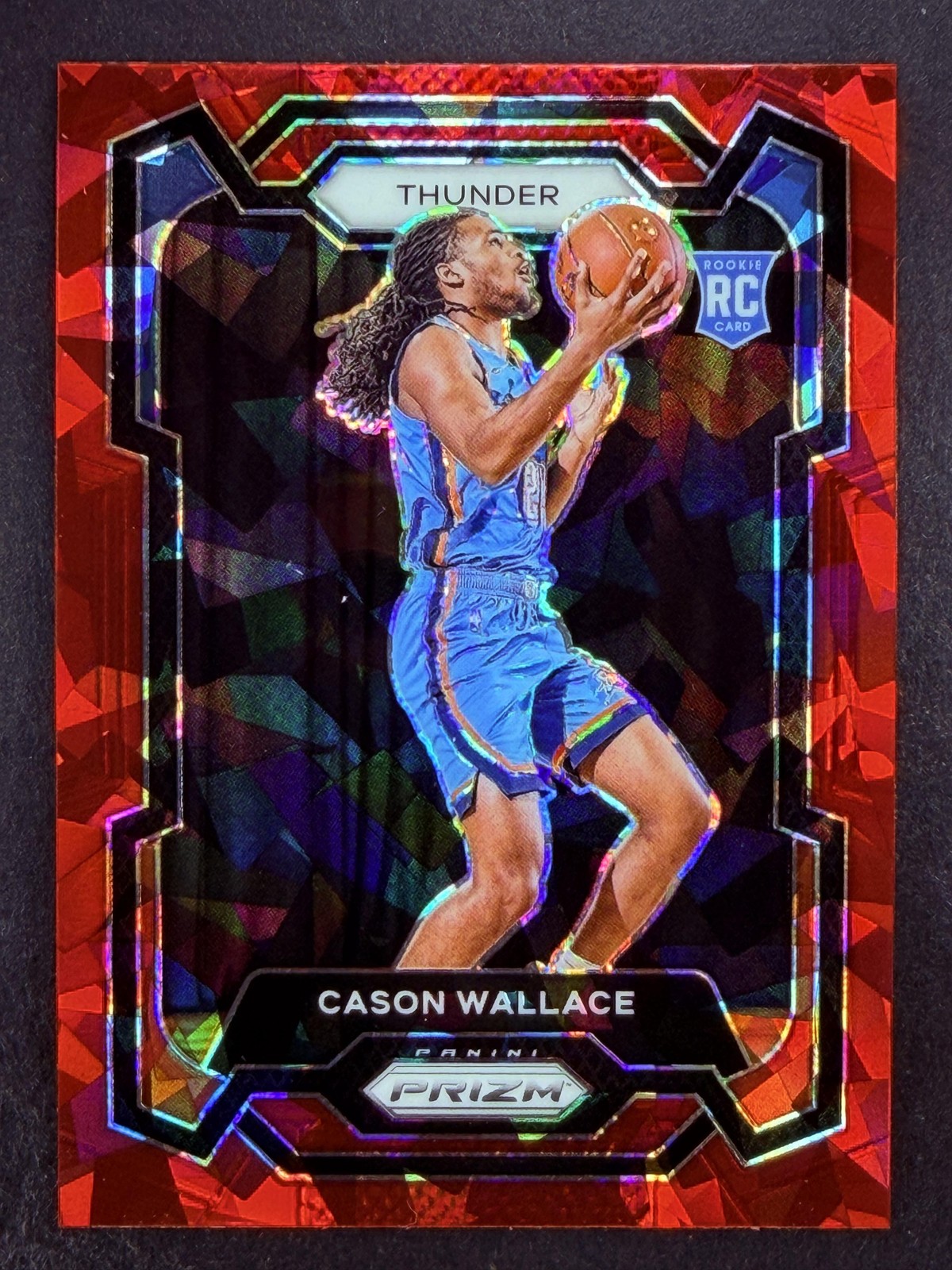 2023-24 Panini Prizm #139 Cason Wallace Red Ice RC Rookie Oklahoma City Thunder