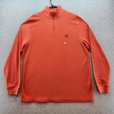 Chaps Sweater Mens Extra Large Orange Quarter Zip Mock Neck Pullover Long Sleeve