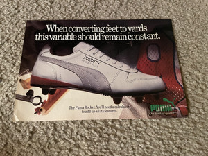 Vintage 1987 PUMA ROCKET Football Shoes Cleats Poster Print Ad 1980s