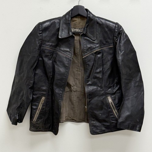 Vintage 50s Hubner German Leather Motorcycle Jacket