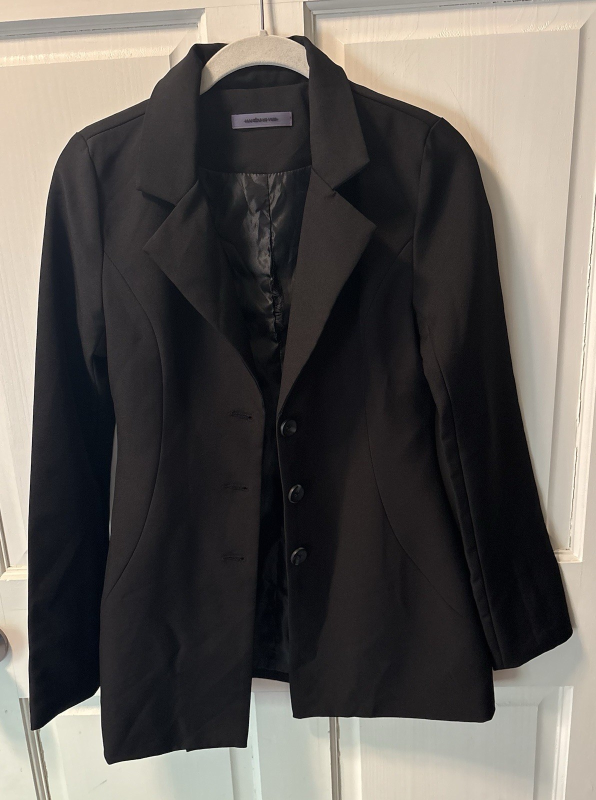 Maniere De Voir Black Classic Long Designer Work Women’s Blazer Jacket 2 Xs image 2