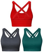 Sports Bras for Women HIigh Support, Criss-Cross Back Padded Strappy High Imp...