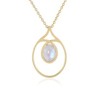 Cavill Mondstein Halskette 1,17Ct Oval Vergoldet 925 Silber Damen