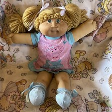 Vintage Jesmar Cabbage Patch Kinder Puppe M&auml;dchen HM 3 gold lange Haare gr&uuml;ne Augen lesen