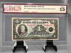 1935  Bank of Canada $1 Bank Note BCS Graded F-15 SN#B3206036