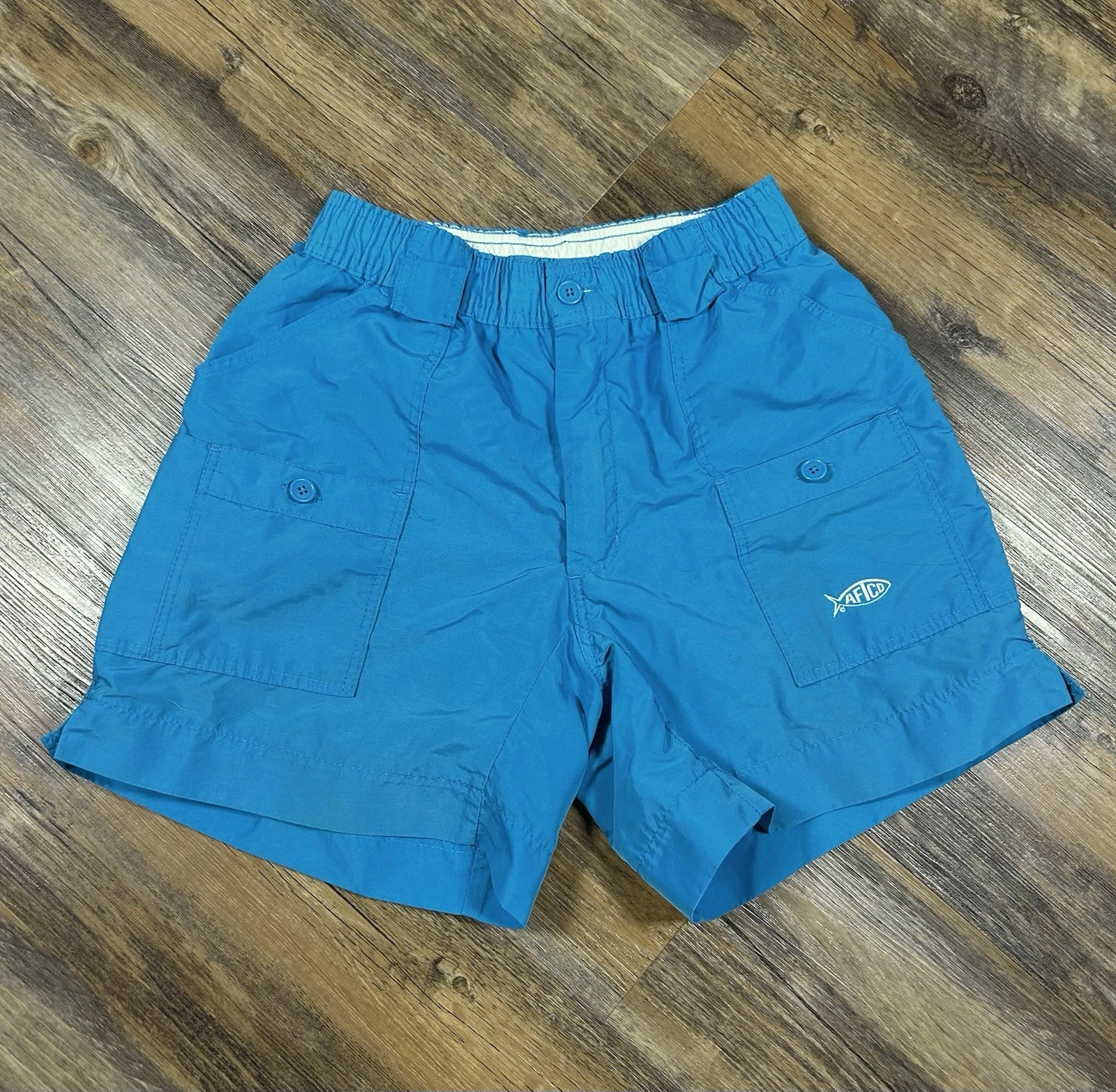 AFTCO Original Nylon Cargo Fishing Shorts Men 28 Blue Embroidered Logo 6" Inseam
Opens in a new wind