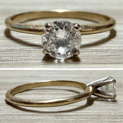 Klassischer Designer 14KP runder Brillant simulierter Solitär Ring, Größe 6,25, 1,52 g