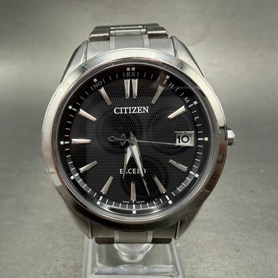 Citizen Eco-Drive Exceed Watch Men 37mm Black Dial Titanium Atomic Date READ!!!!
