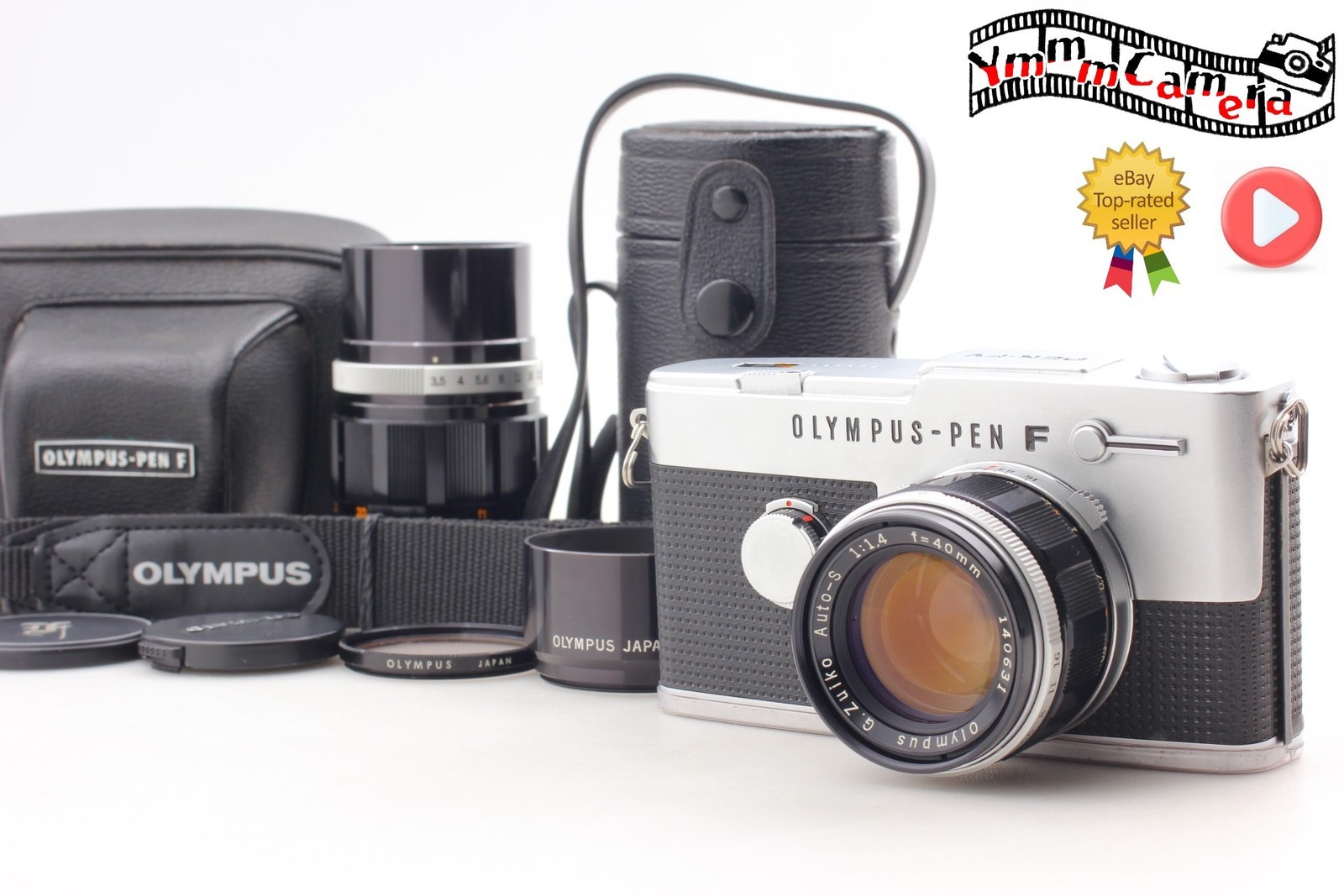 [ MINT w/Case ] Olympus PEN FV  Film Camera 40mm f/1.4 + 100mm f/3.5  From JAPAN