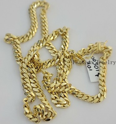Solid 10k Gold Miami Cuban Link Chain Necklace 6mm 20''/22'' Men 10kt Yellow Gold