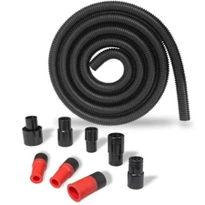 10 Foot Long Dust Collection Power Tool Hose Kit with 8 Fittings/Attachments ...