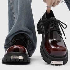 Mens Metal Round Toe Lace Up Party Business Formal Derby Dress Shoes British Hot