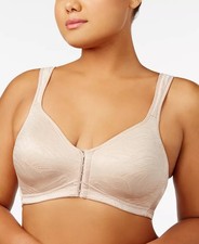 NEW $43 Playtex 18 Hour Front Close Wireless Bra with Back Support Nude 42DD