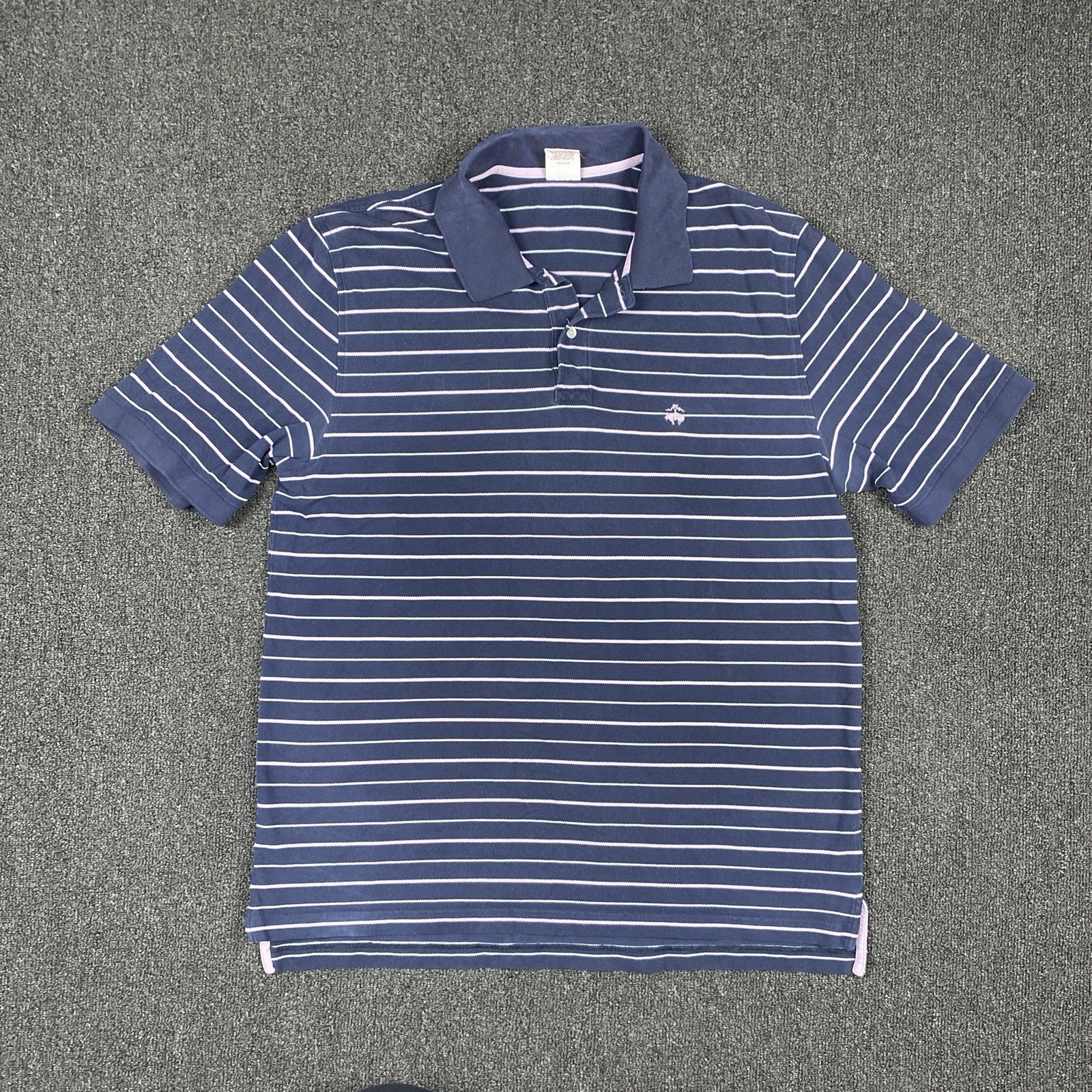 Brooks Brothers Polo Original Fit Shirt Men Purple Striped Short Sleeve Size XL
