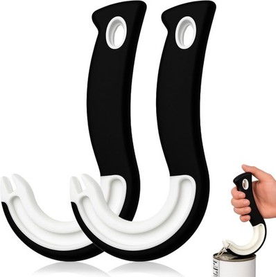 2-Pack Hook-shaped Can Opener, Easy-Grip Ring Pull Can Opener for Soda, Fruit