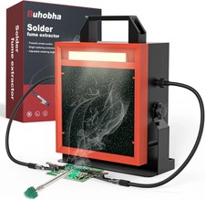 Solder Fume Extractor with LED Light & 2 Helping Hands, Solder Fan with Adjustab