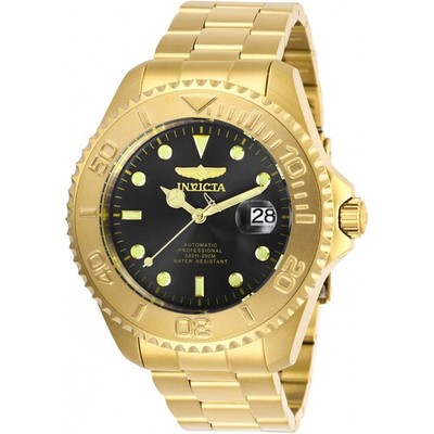 Invicta Men's Watch Pro Diver Automatic Black Dial Yellow Gold Bracelet 28952