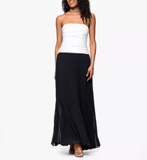 NWT 279 Betsy  Adam Strapless Mixed-Media Pleated Dress 10