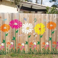 Large Fence Flower Stencils for Painting on Wood Jumbo Sunflower Floral Butterfl