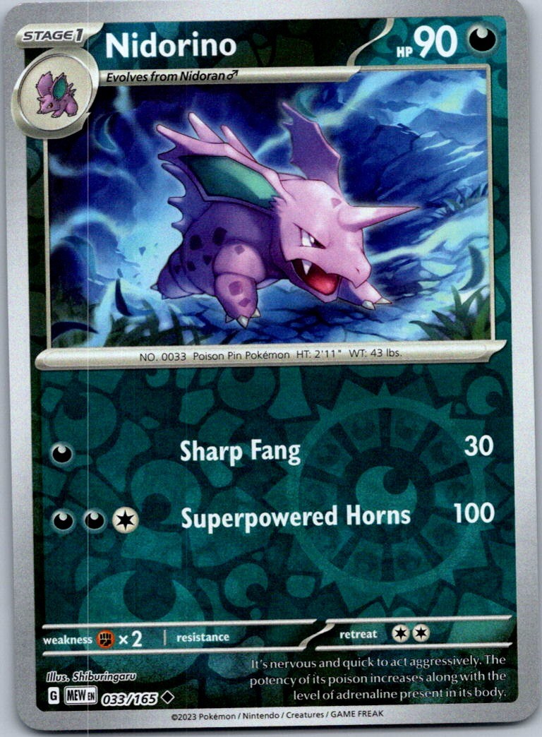 Pokemon Nidorino Uncommon SV: Scarlet & Violet 151 033/165 NM Reverse Holo