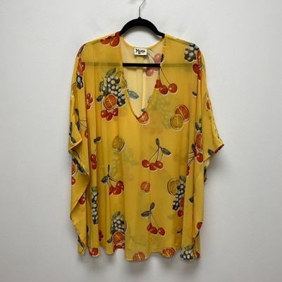 Show Me Your Mumu Yellow Cherry Tunic Top L Coverup Frutti Cutie Allover Print