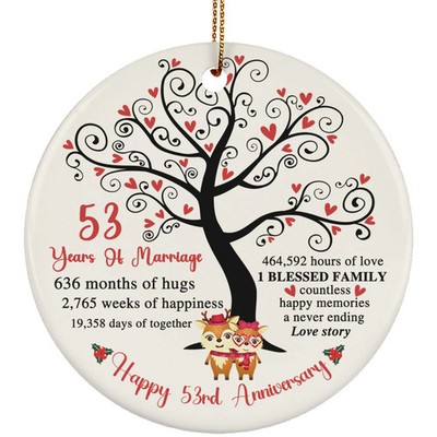 53 Years Love Story Ornament Happy 53rd Anniversary Deer Couple Christmas Gift
