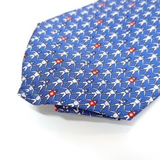 Excellent condition HERMES 100 silk silk twill tie character blue