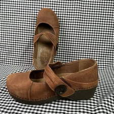 Dansko Marcelle Mary Jane Clog Shoes Suede Tan Brown Chunky Size EU 40 / US 9.5