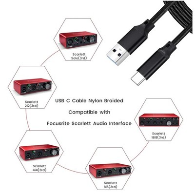USB C Cable for Focusrite Scarlett Solo3rd Gen, 6.6ft