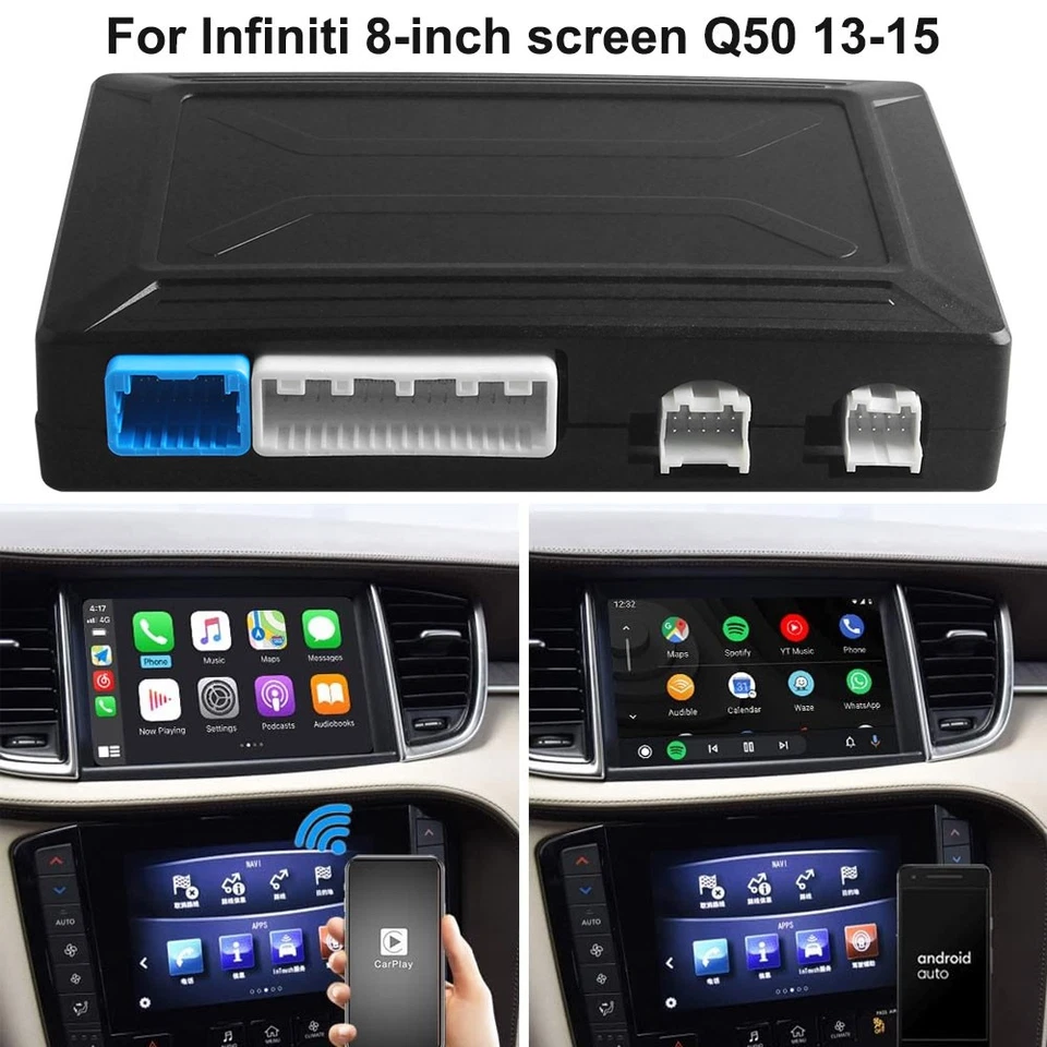 For Infiniti Q50 13-15 8" Screen Wireless Carplay Android Auto Retrofit Decoder - Image 3 of 4