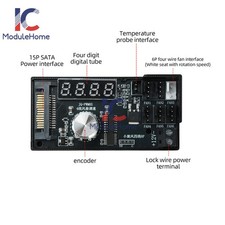 DC12V 5A 6-way 4-wire PWM fan Speed Controller w/ Temp Control Speed display