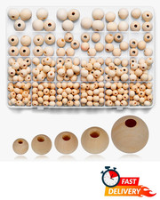 280PCS Unfinished Wooden Beads Bulk 5 Sizes for DIY Crafts Jewelry Macrame