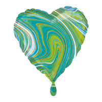 Herz Marmoriert Marblez Blue Green Folienballon - 43Cm 17 Inch