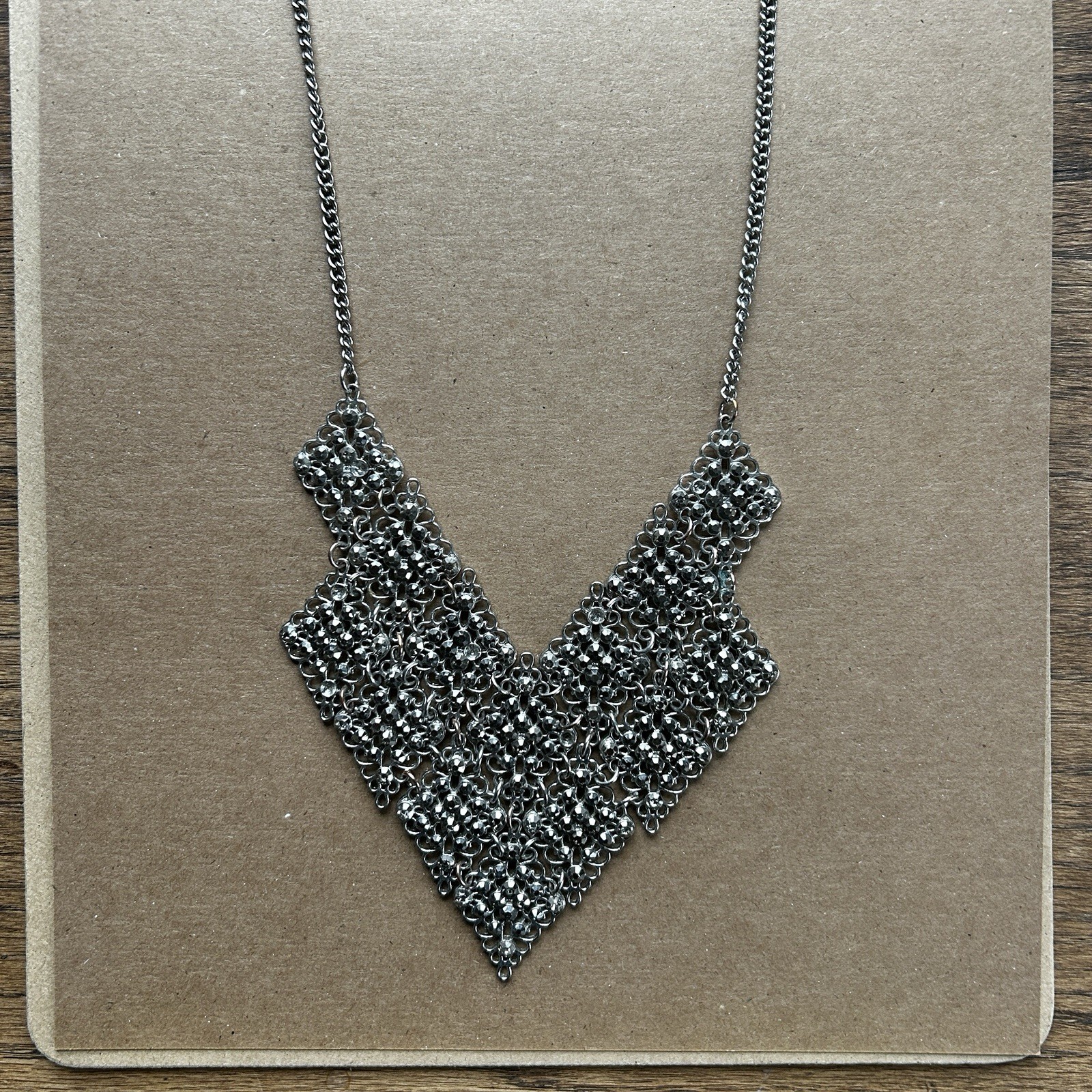 Chicos Silver Geometric Bib Statement Necklace, A… - image 4